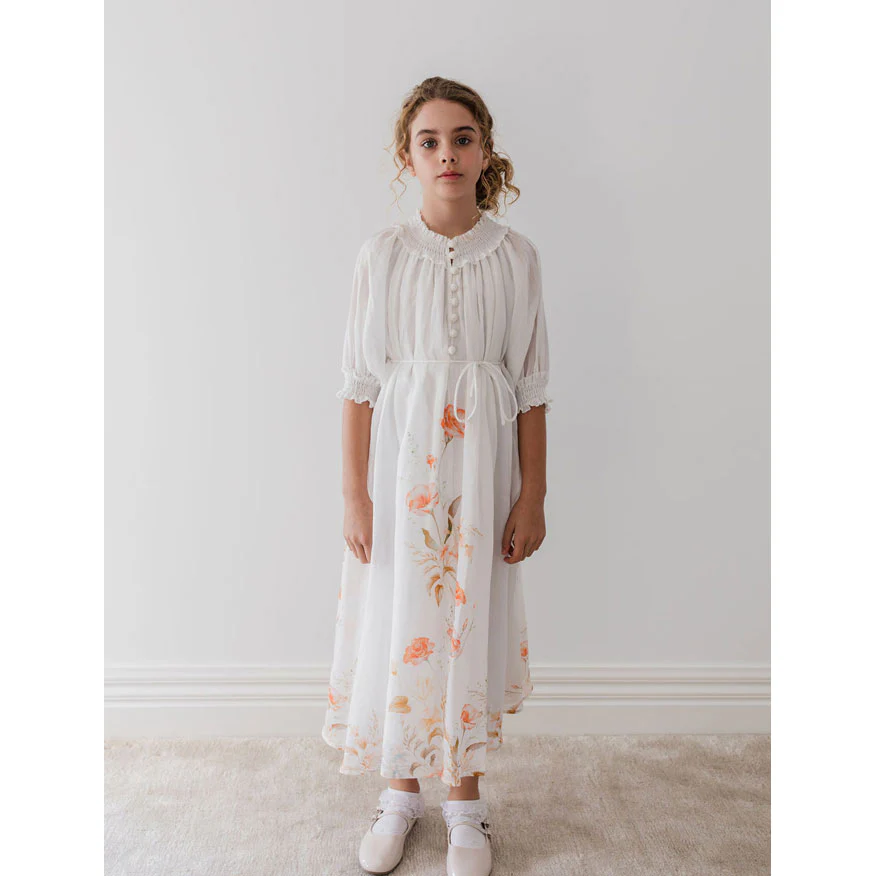 Petite Amalie White Border Floral Linen Dress - Image 2