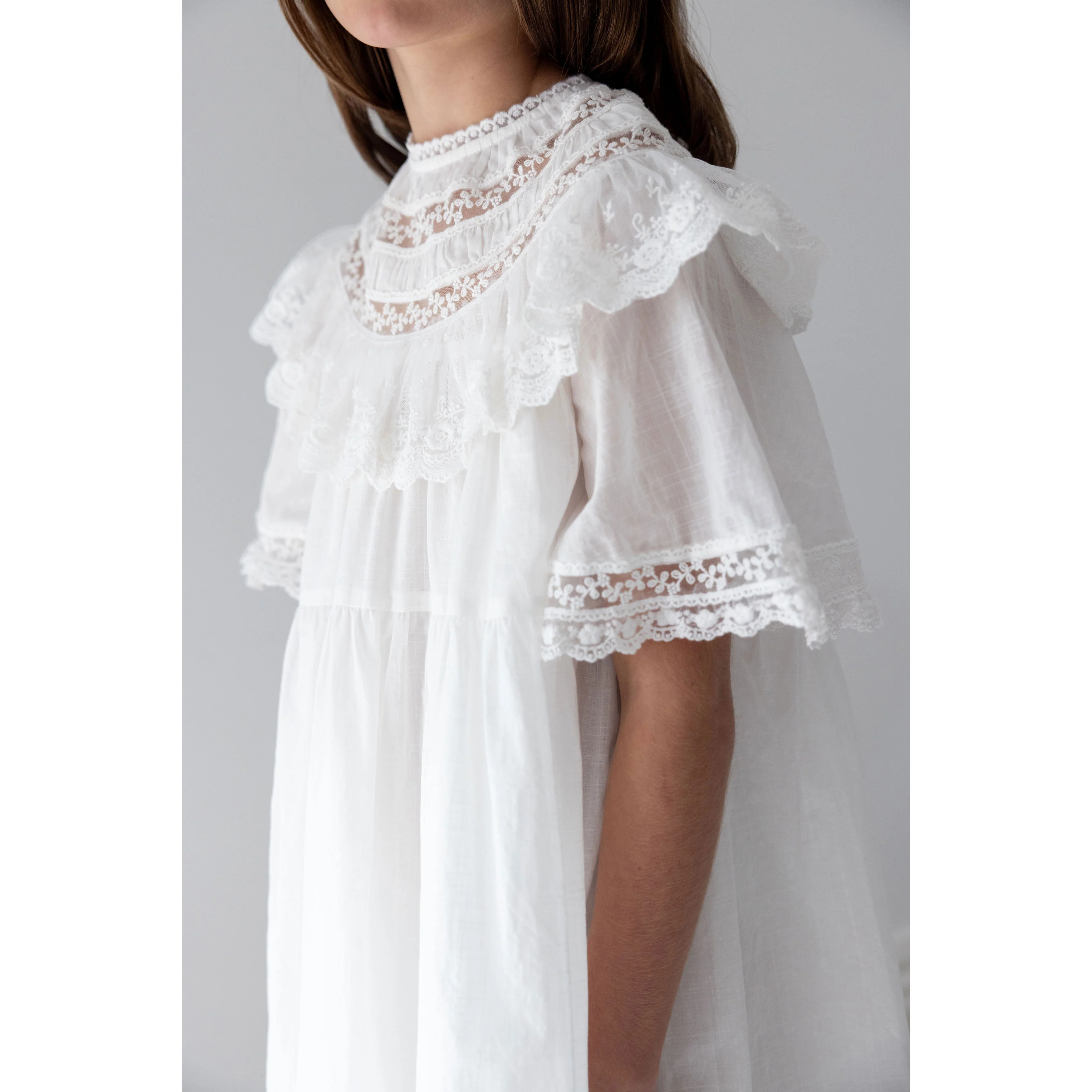 Petite Amalie White Lace Trim Collar Smock Dress - Image 4
