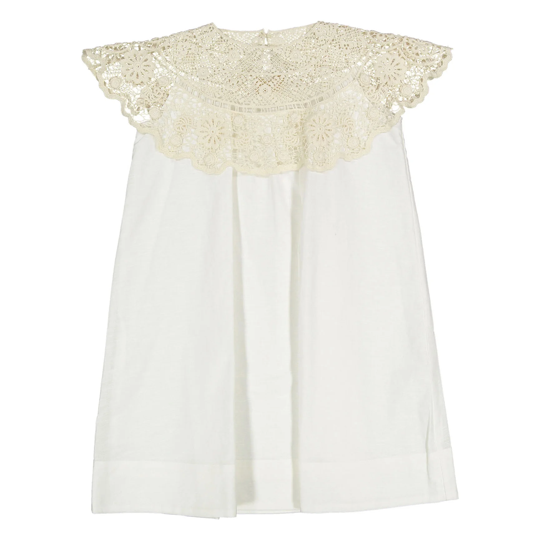 Petite Amalie White/Natural Crochet Cape Linen Dress