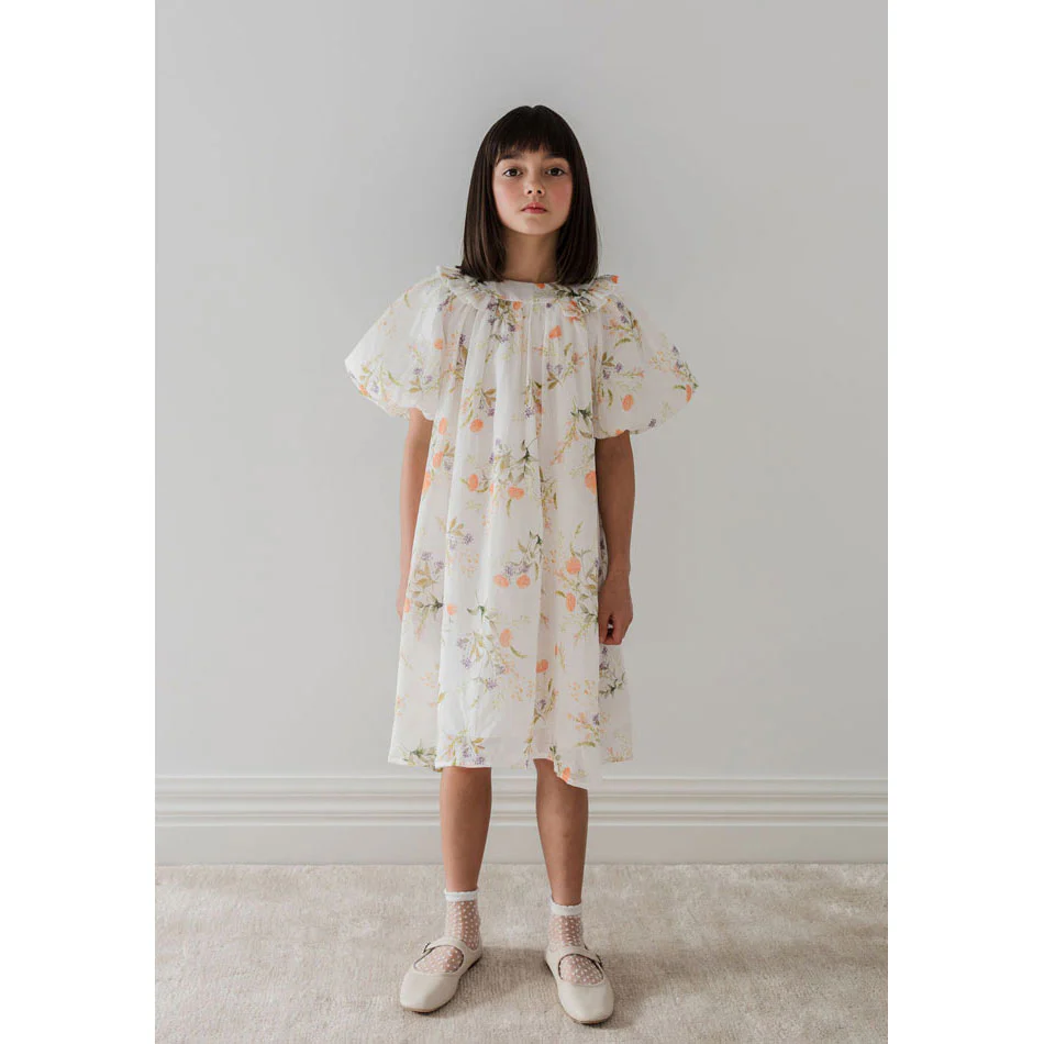 Petite Amalie White Summer Bouquet Linen Smock Dress - Image 2
