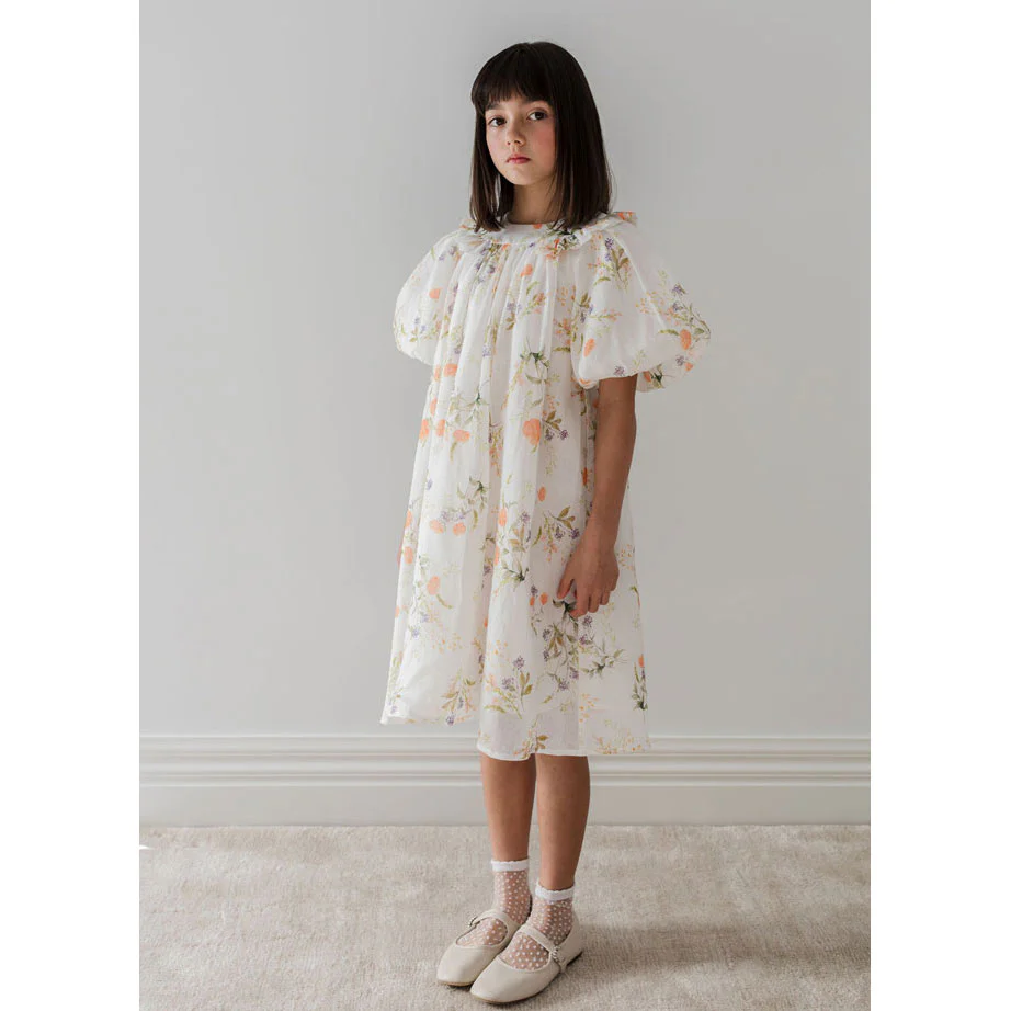 Petite Amalie White Summer Bouquet Linen Smock Dress - Image 3