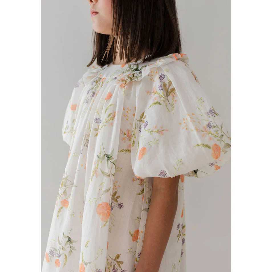 Petite Amalie White Summer Bouquet Linen Smock Dress - Image 4