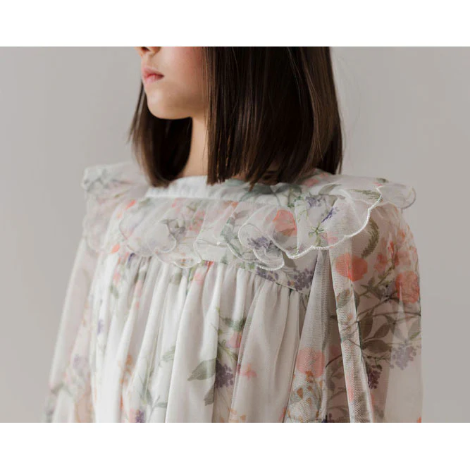Petite Amalie White Summer Bouquet Tulle Dress - Image 4