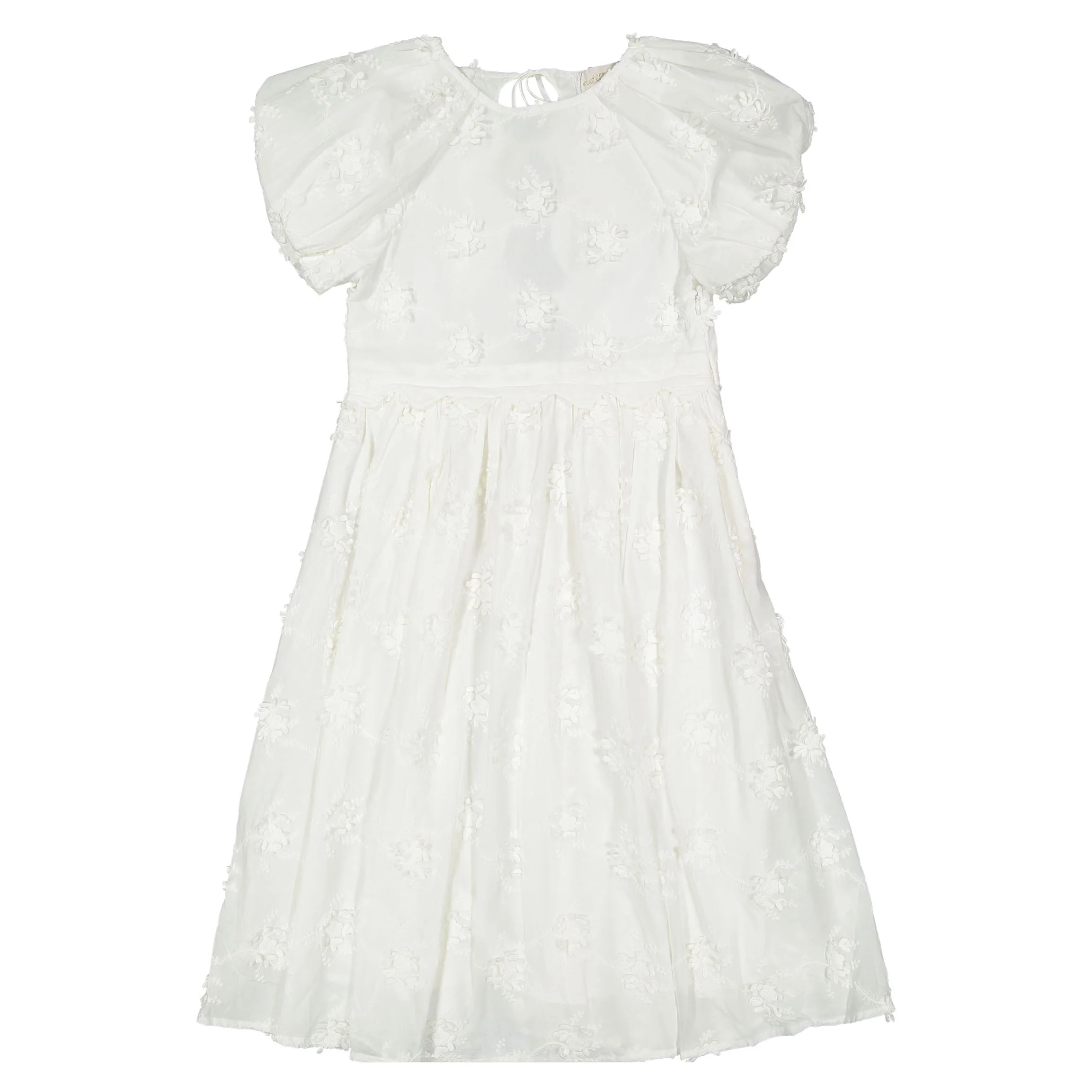 Petite Amalie White Tie Back Embroidered Dress