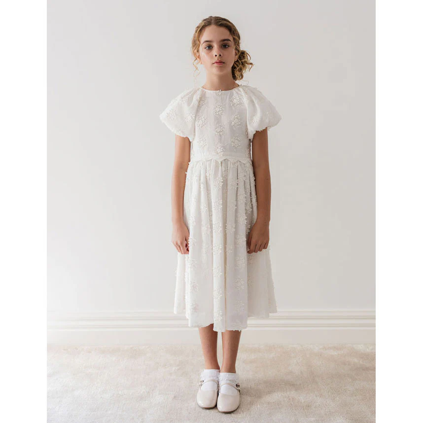 Petite Amalie White Tie Back Embroidered Dress - Image 2
