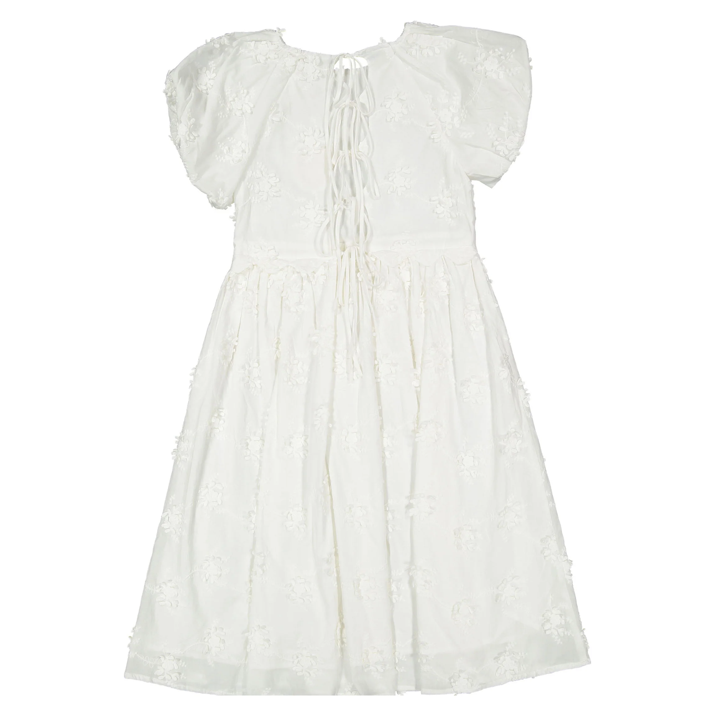Petite Amalie White Tie Back Embroidered Dress - Image 3