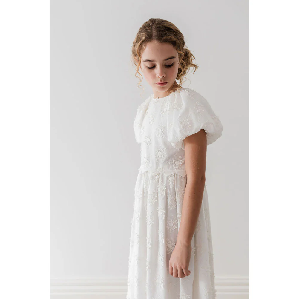 Petite Amalie White Tie Back Embroidered Dress - Image 5