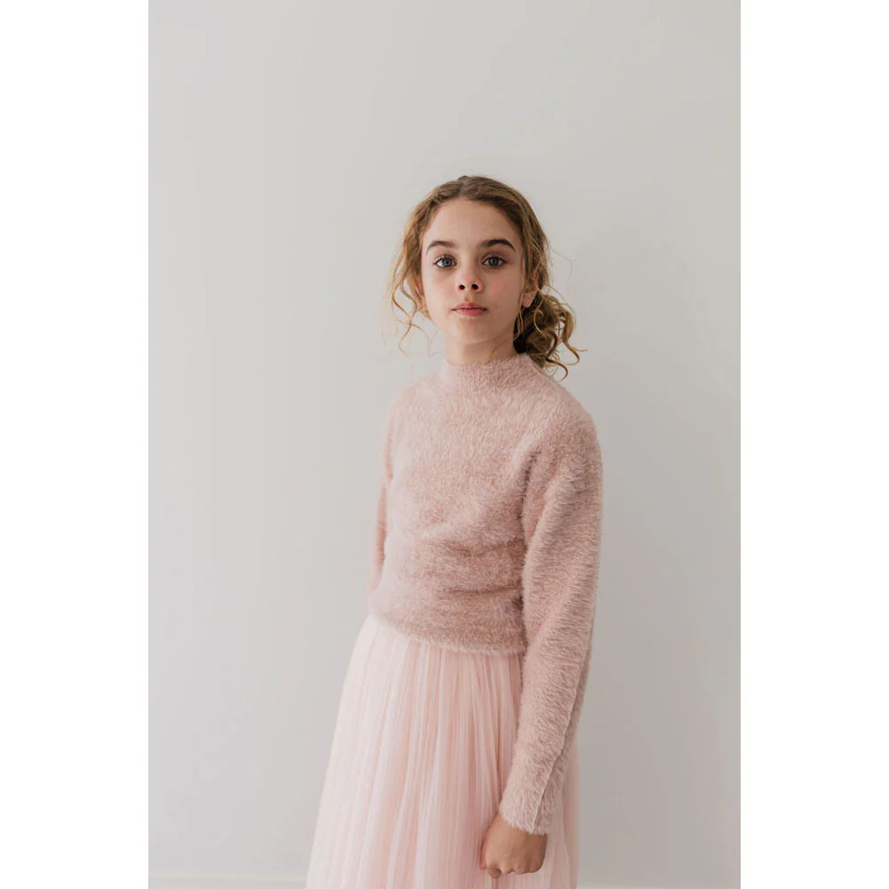 Petite Gold Antique Rose Fluffy Sweater - Image 3