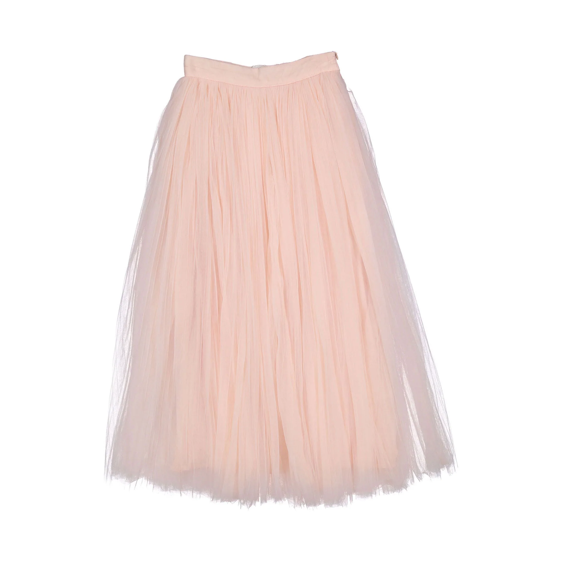 Petite Gold Antique Rose Pleated Tulle Full Skirt