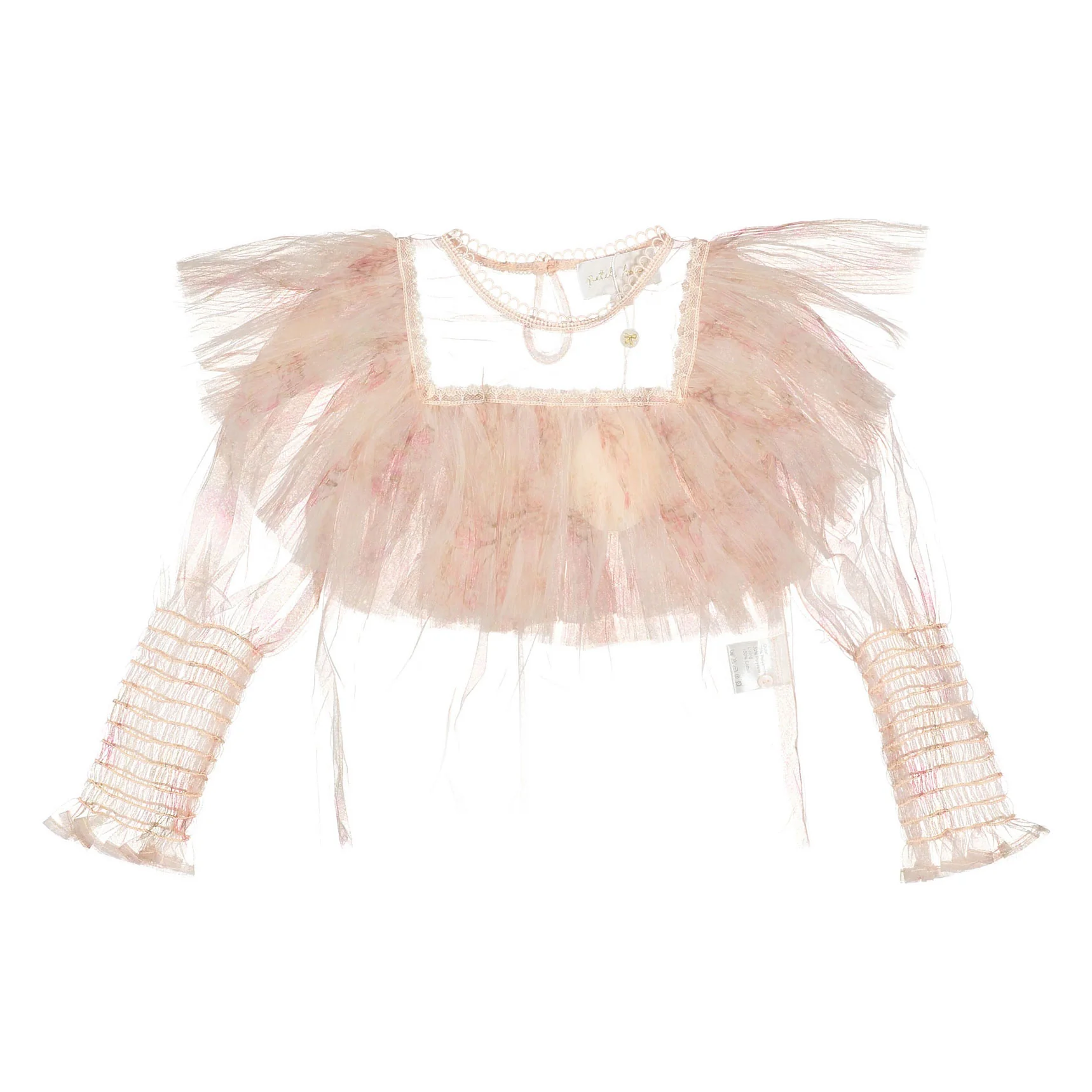 Petite Gold Blush Orchid Ruffle Linen Blouse