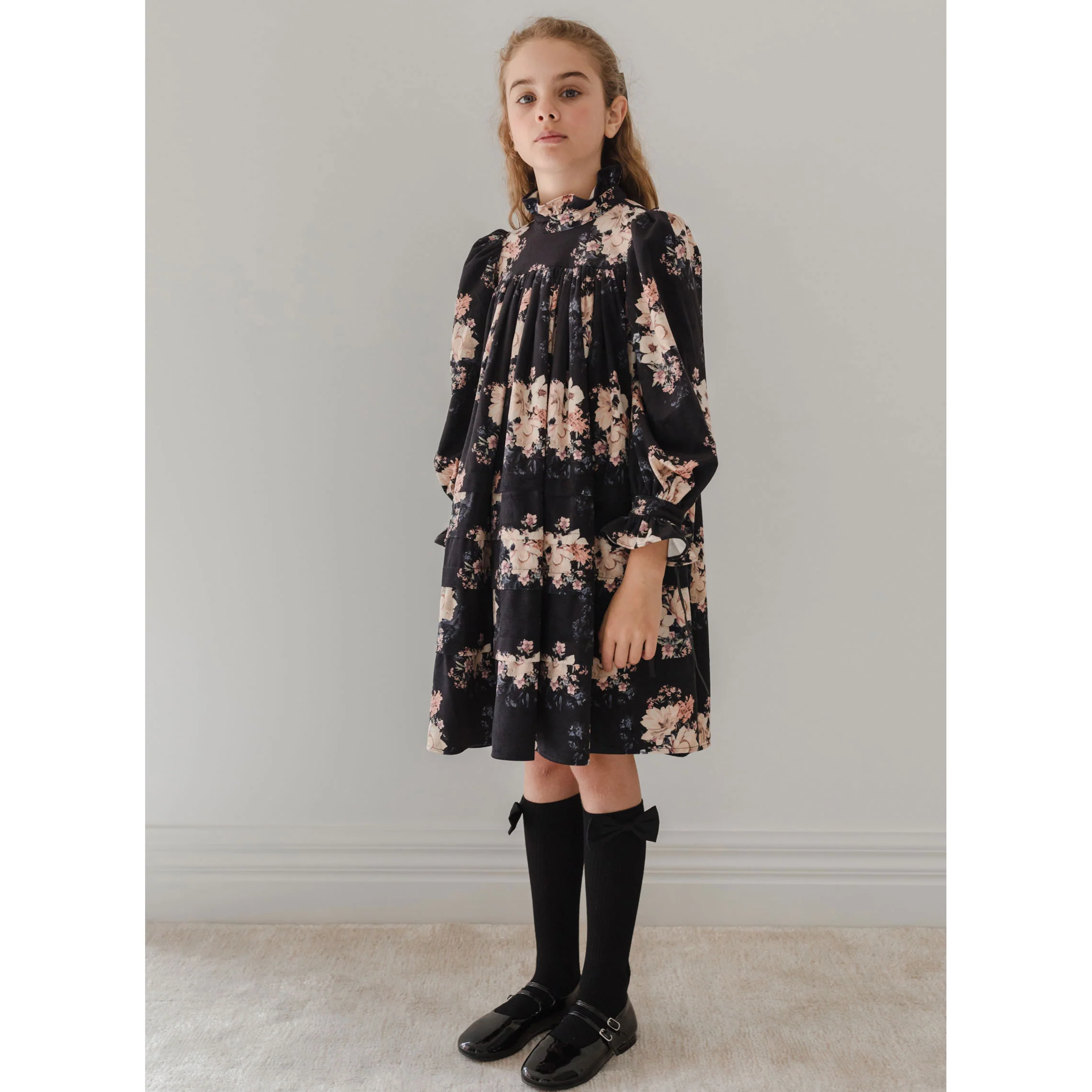 Petite Pink Black Bouquet Print Cord Dress - Image 2