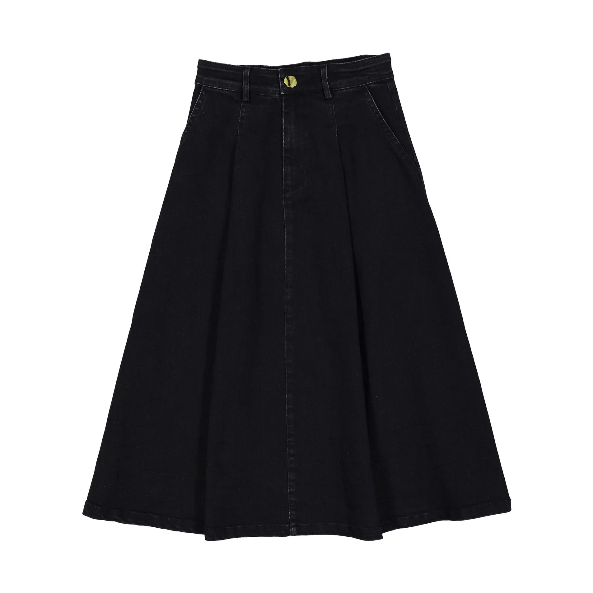 Petite Pink Black Denim Pleat Front Skirt