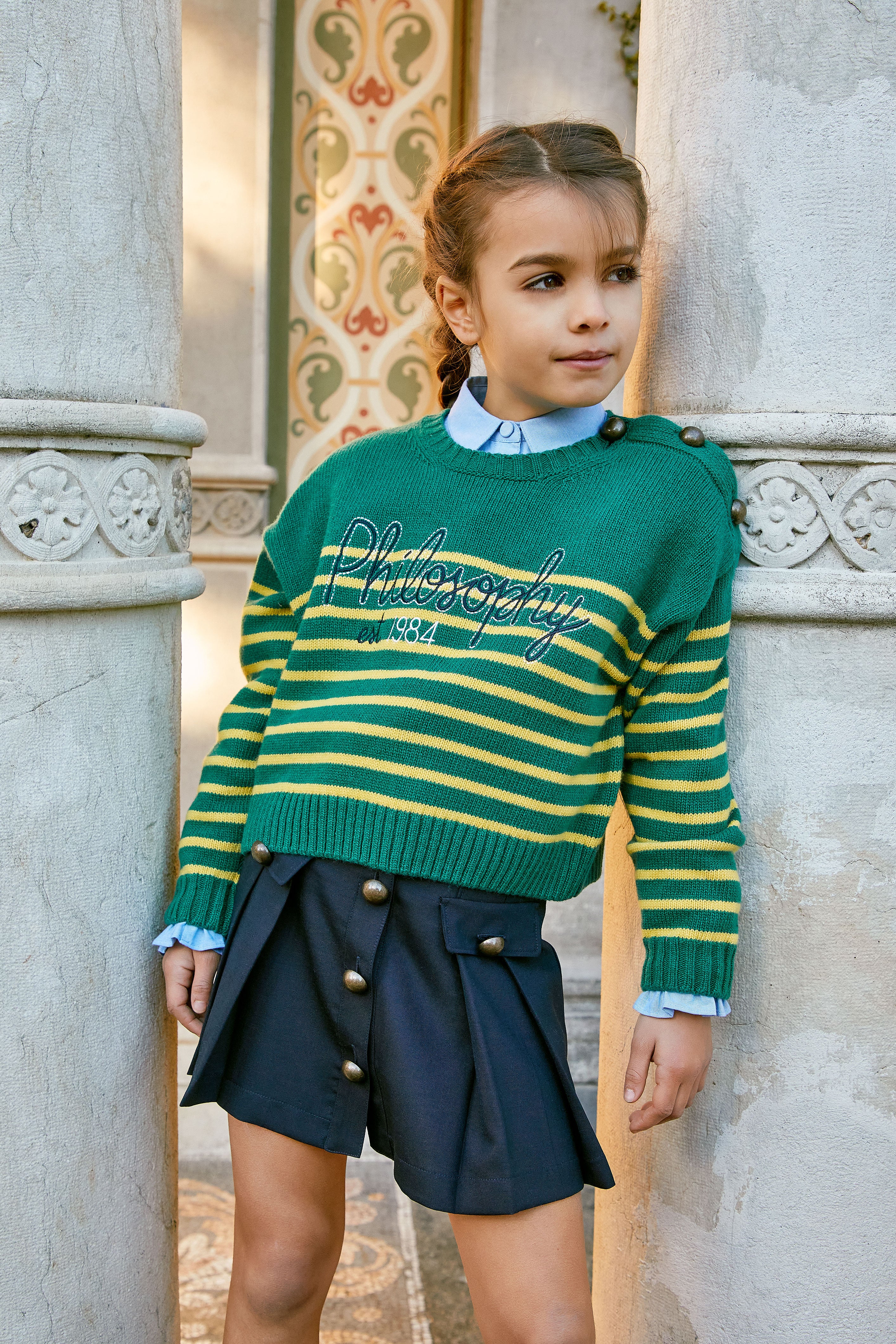 Philosophy Blue Pleated Skirt - Image 2