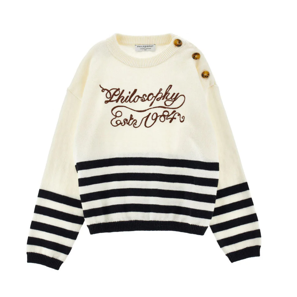 Philosophy Cream/Black Long Sleeve Pullover