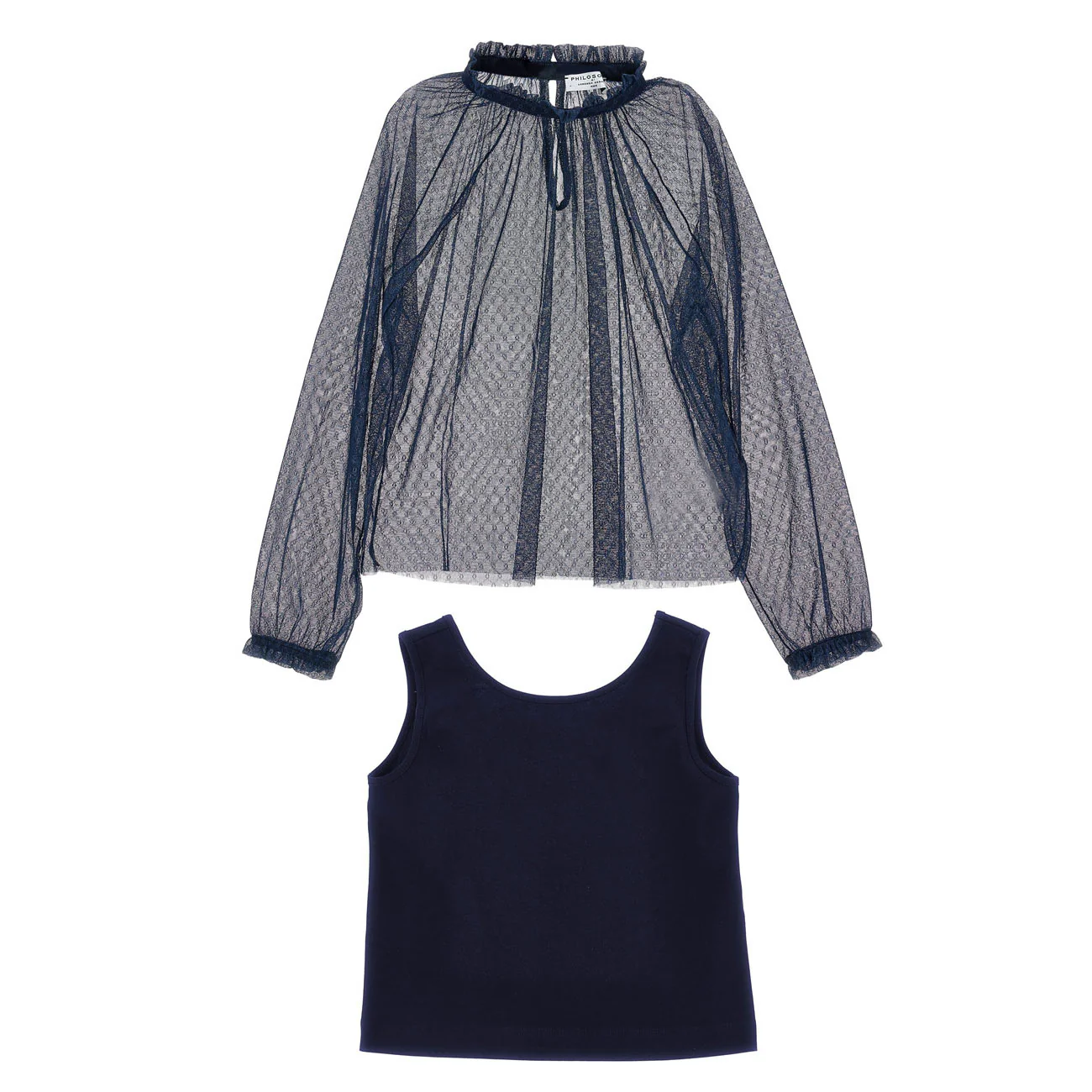 Philosophy Navy Tulle Blouse - Image 4