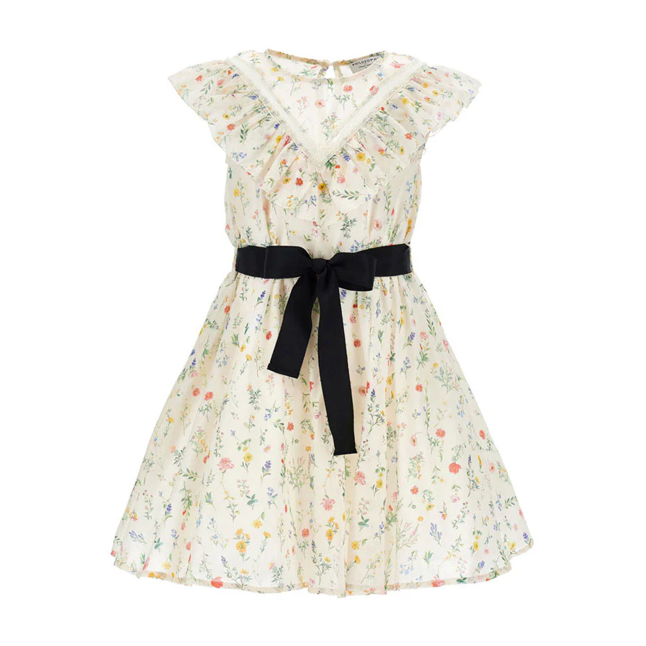 Philosophy Off White Sleeveless Ruffle Belt Dress