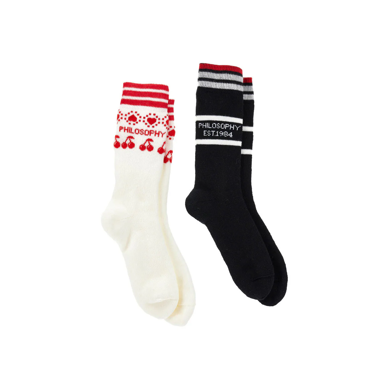 Philosophy White Black Pack Of 2 Socks