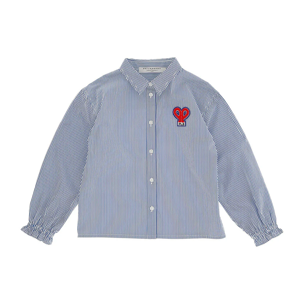 Philosophy White/ Blue Striped Poplin Shirt