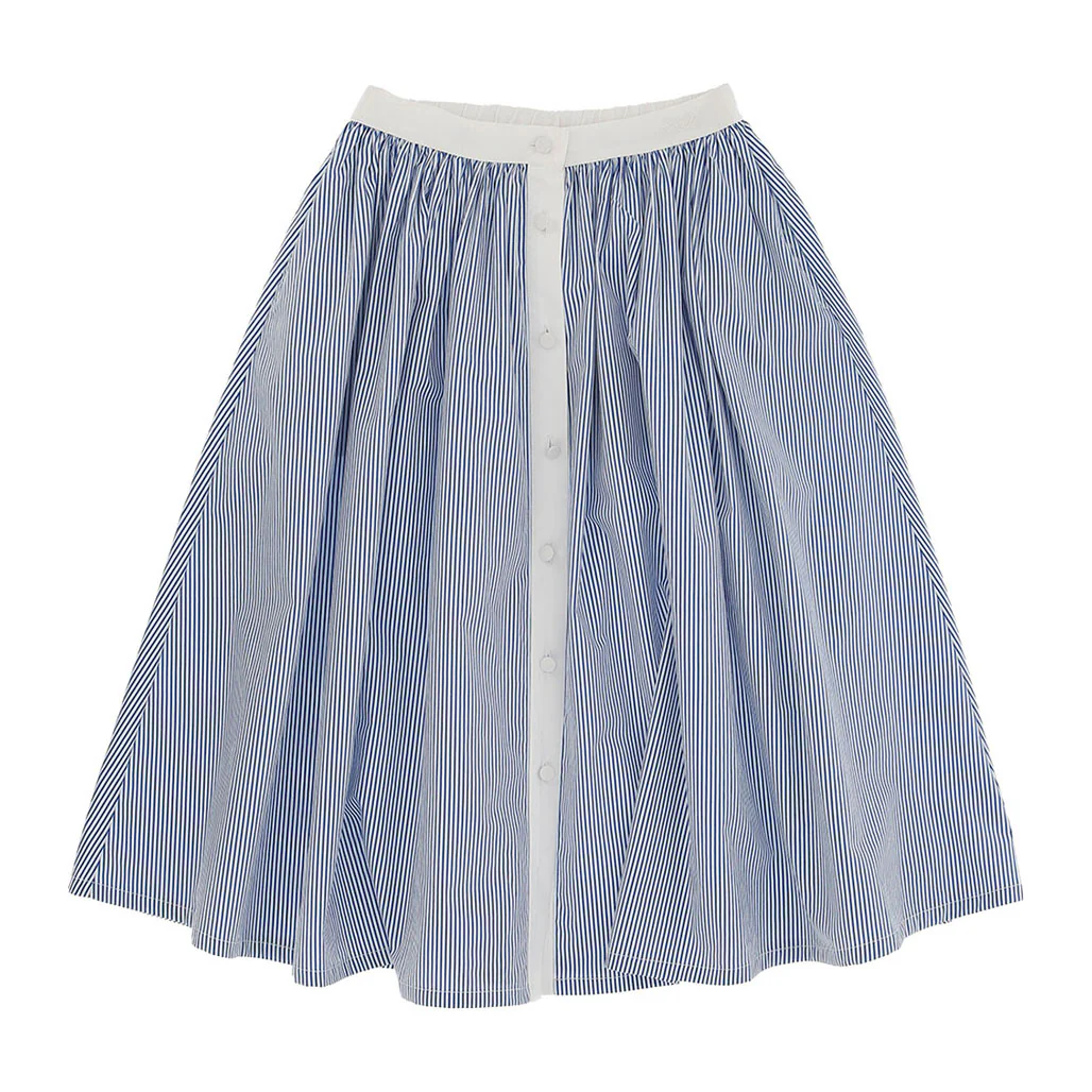 Philosophy White/ Blue Striped Poplin Skirt