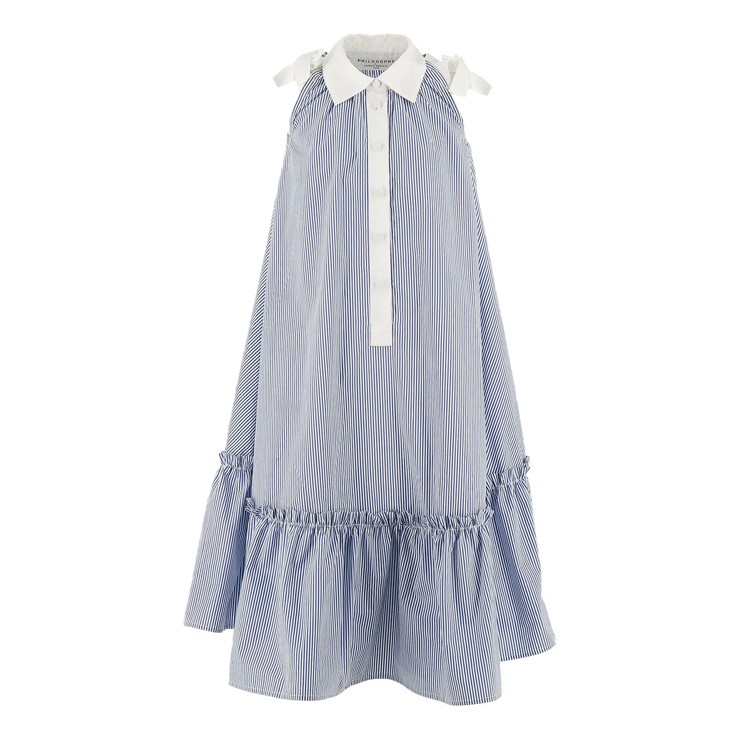 Philosophy White/ Blue Stripped Poplin Dress