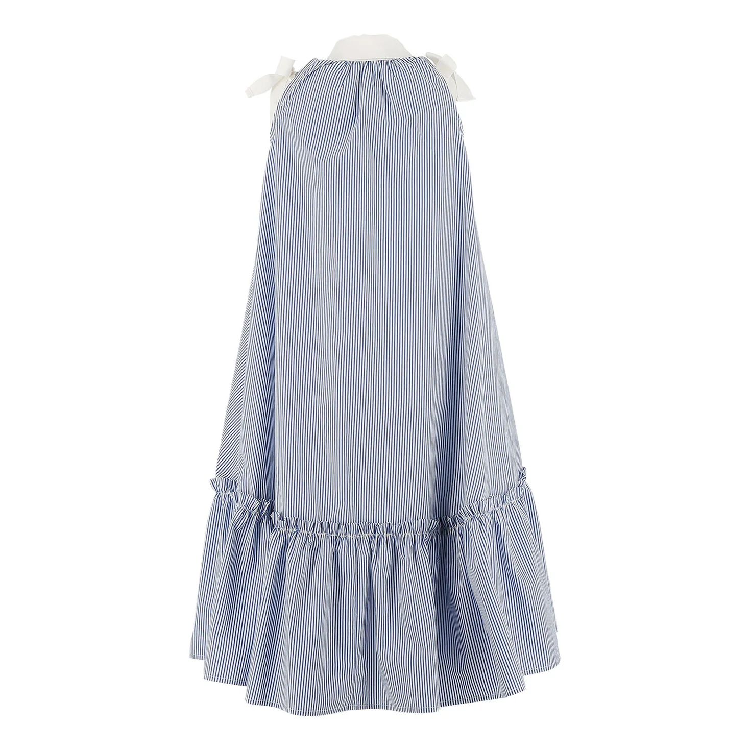 Philosophy White/ Blue Stripped Poplin Dress - Image 4