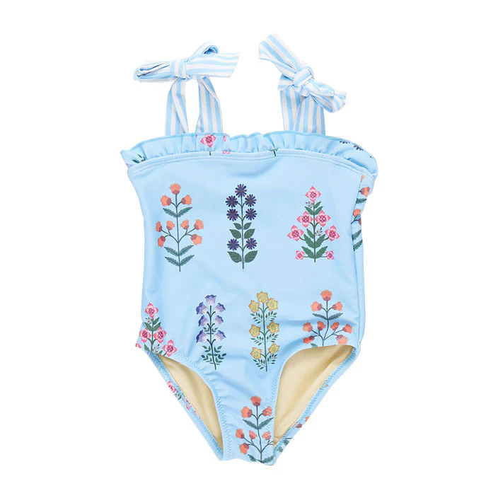 Pink Chicken Blue Bell Field Floral Hero Suit