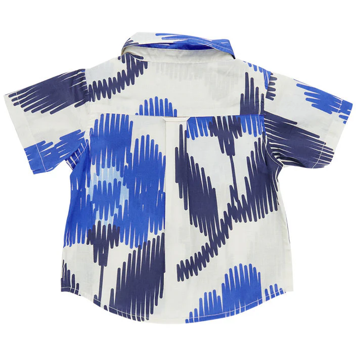 Pink Chicken Blue Ikat Jack Shirt - Image 2