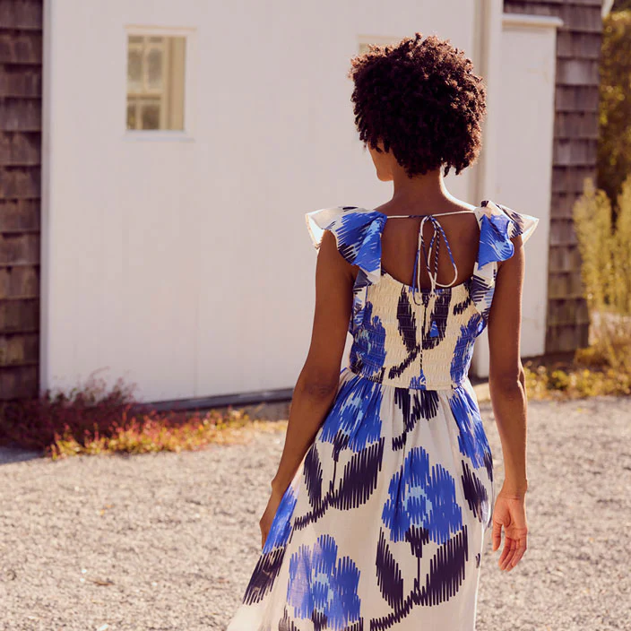 Pink Chicken Blue Ikat Womens Alessandria Dress - Image 2