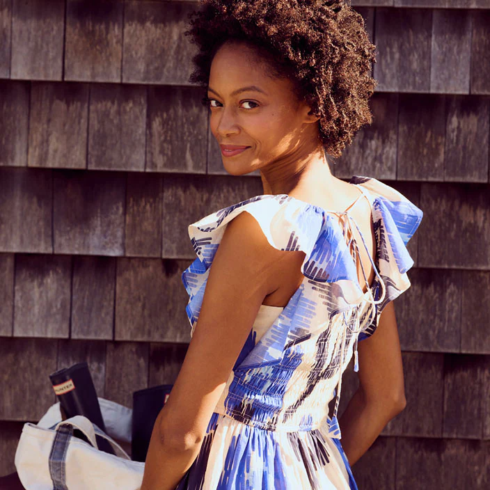 Pink Chicken Blue Ikat Womens Alessandria Dress - Image 3