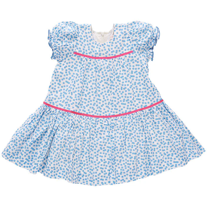 Pink Chicken Blue Mini Squares Fiona Dress
