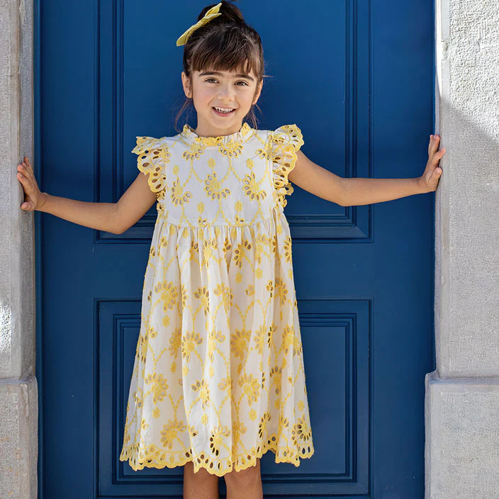 Pink Chicken Bright Yellow Eyelet Cynthia Dress - Image 2