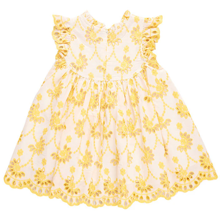Pink Chicken Bright Yellow Eyelet Cynthia Dress - Image 3