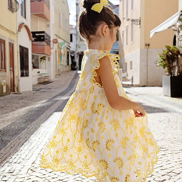 Pink Chicken Bright Yellow Eyelet Cynthia Dress - Image 4