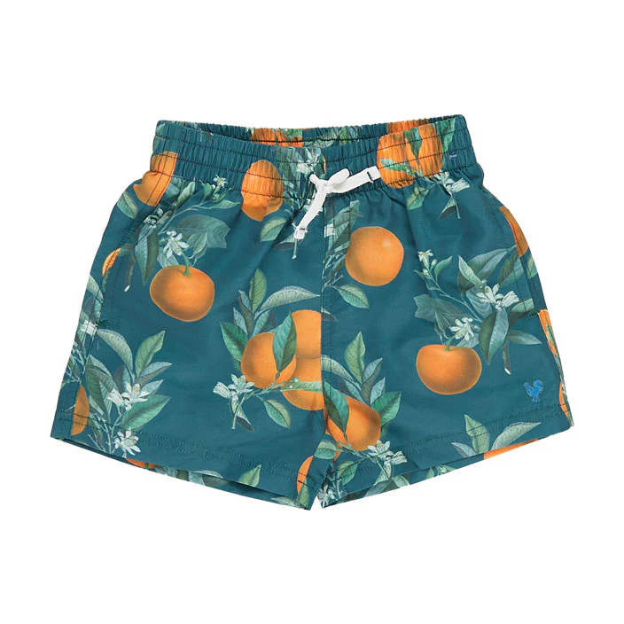Pink Chicken Green Botanical Oranges Swim Trunk