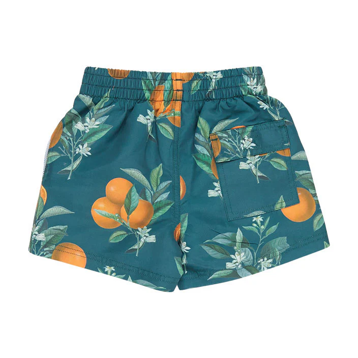 Pink Chicken Green Botanical Oranges Swim Trunk - Image 3