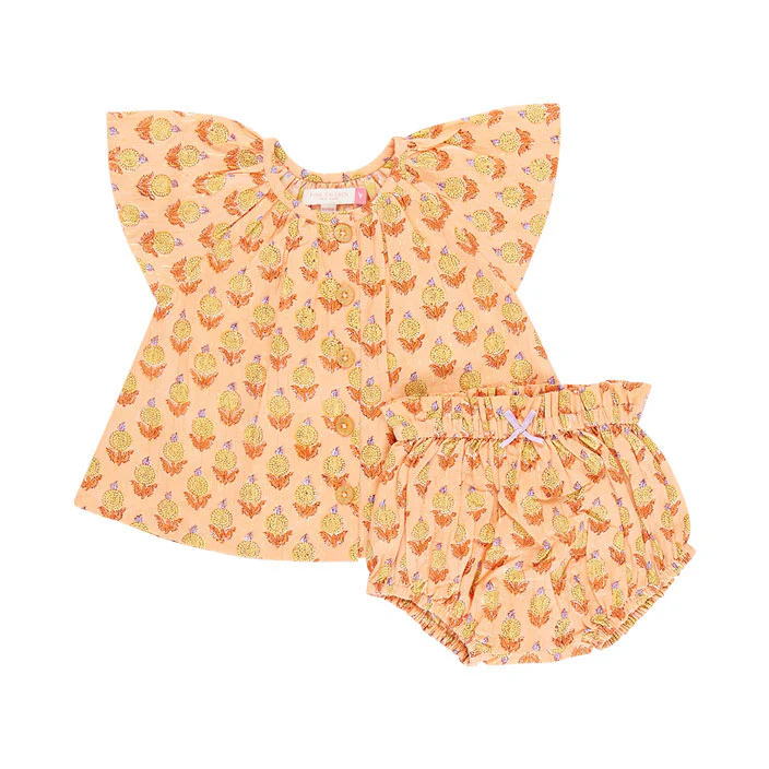 Pink Chicken Orange Dahlia Baby Willow 2 Piece Set