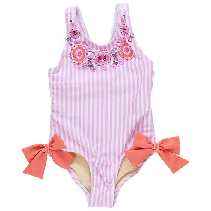 Pink Chicken Pink Faux Embroidery Stripe Sutton Suit