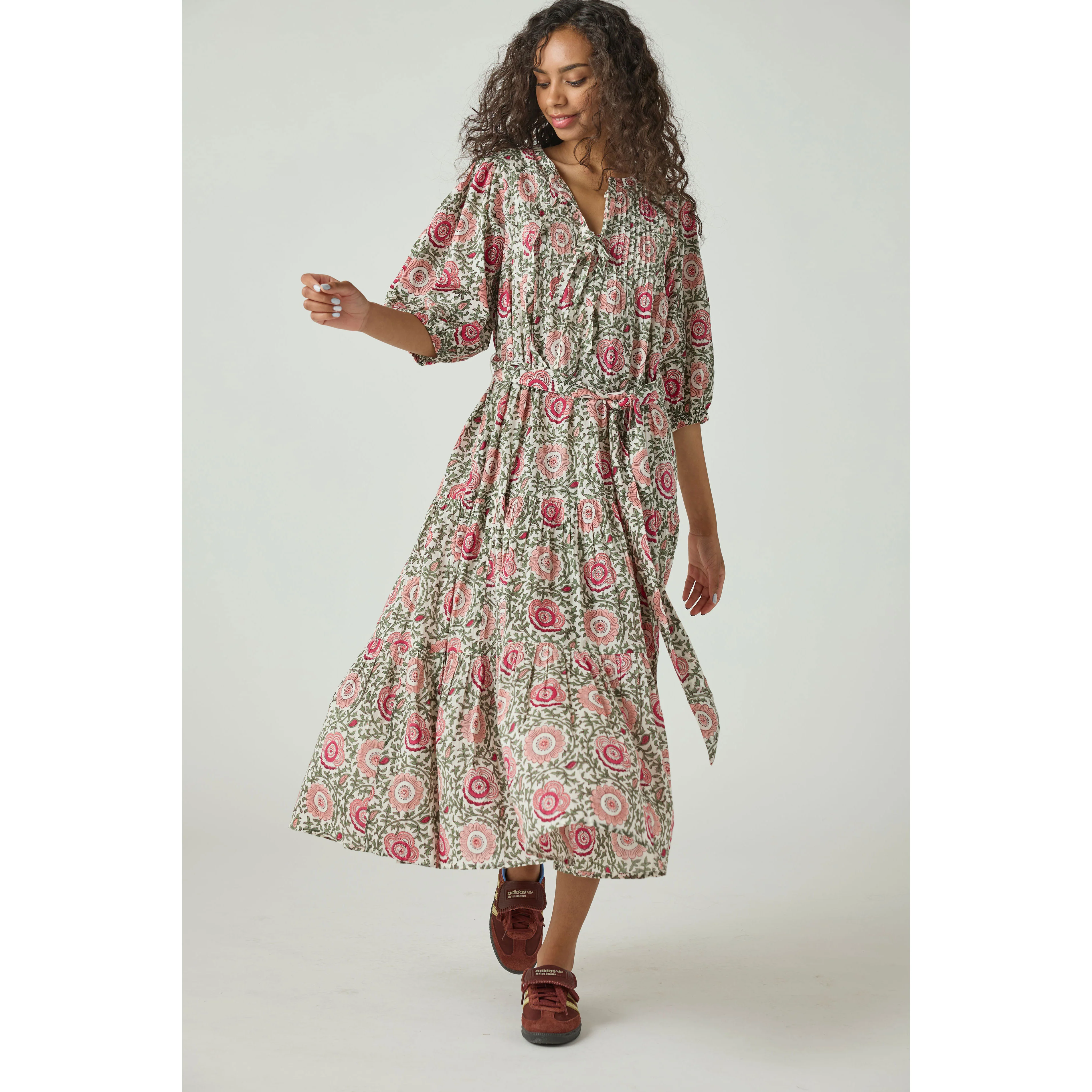 Pink Chicken Pink Lisbon Floral Womens Pintuck Indira Dress - Image 2