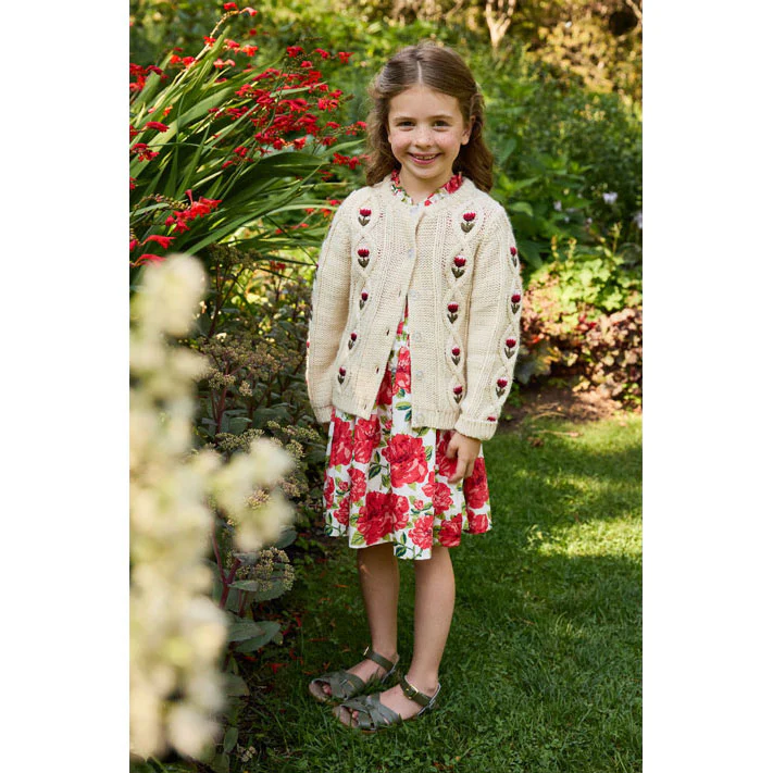 Pink Chicken Red Peonies Autumn Dress - Image 3
