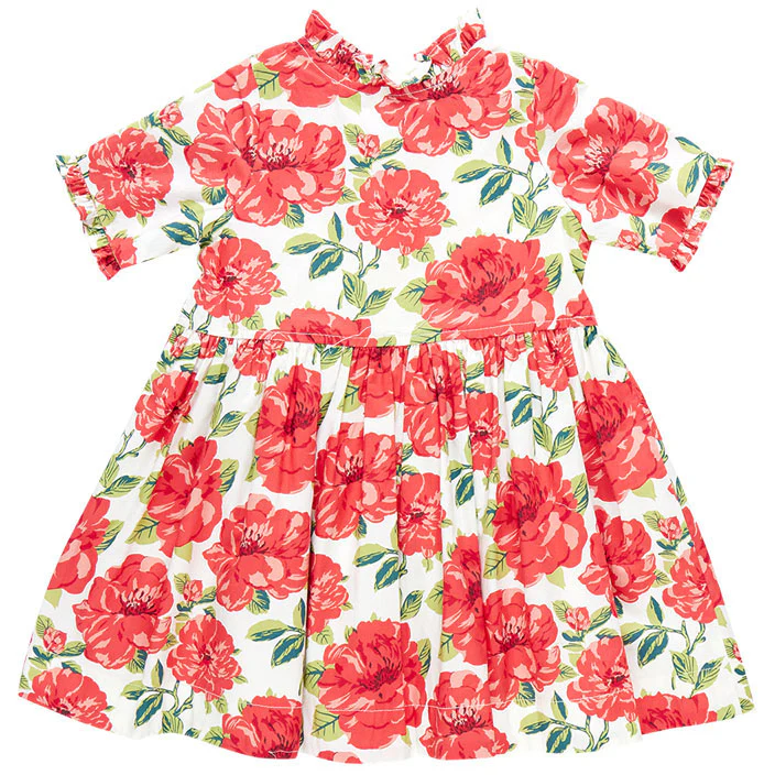 Pink Chicken Red Peonies Autumn Dress - Image 5
