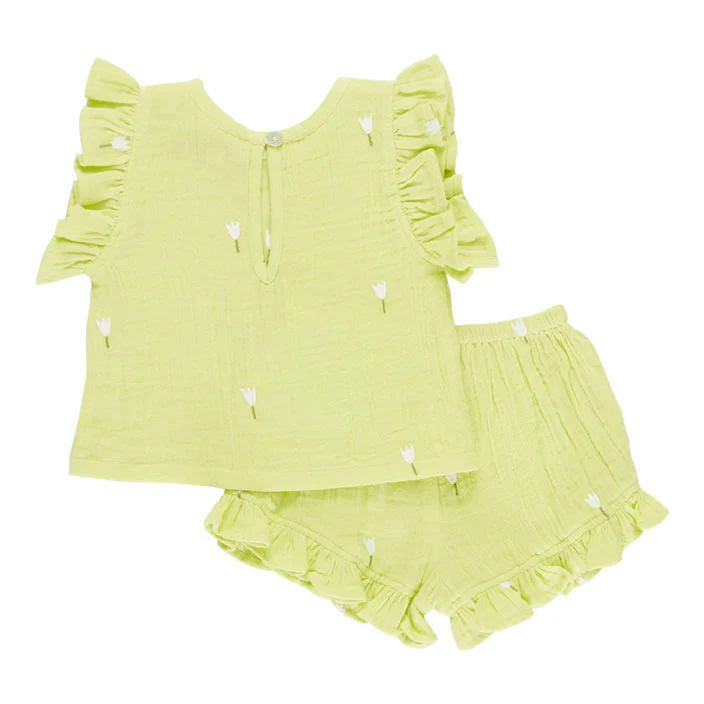 Pink Chicken Tulip Embroidery Baby Roey 2 Piece Set - Image 3