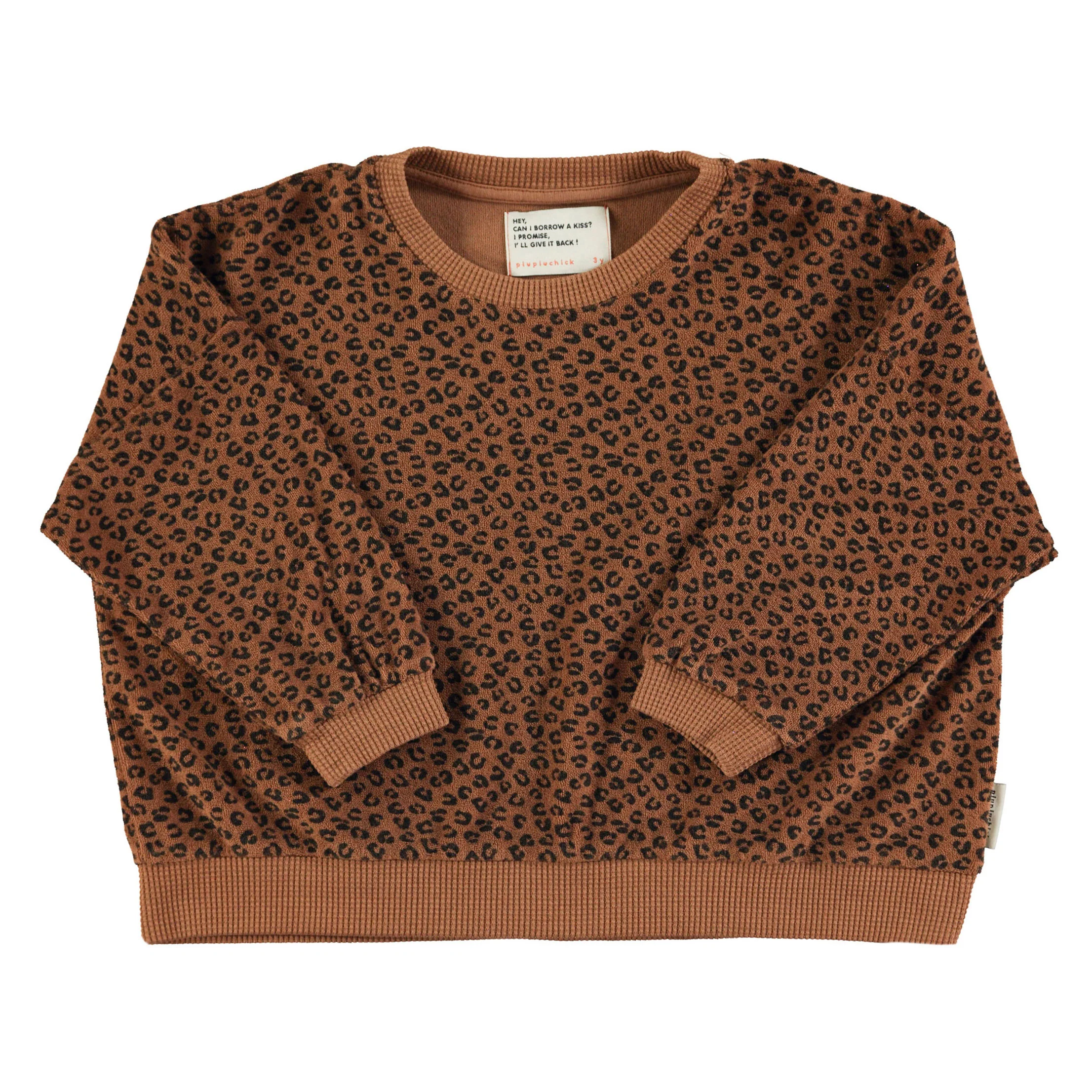 Piupiuchick Brown Animal Print Terry Sweatshirt