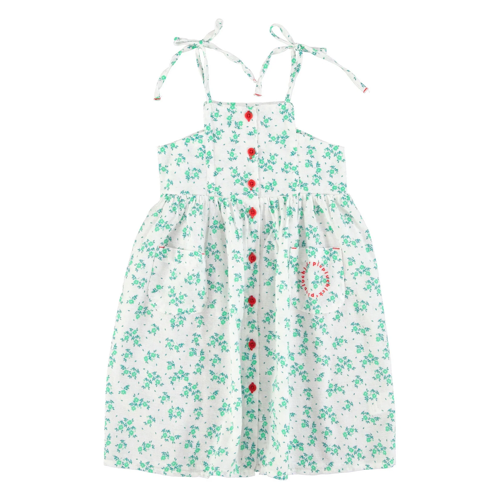 Piupiuchick Ecru/Green Flowers All Over Long Dress