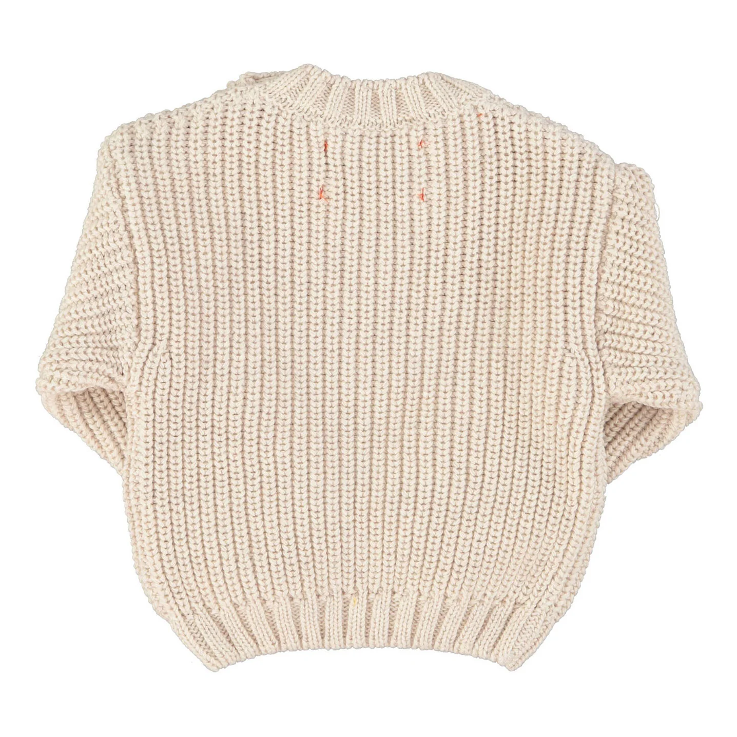 Piupiuchick Ecru/Red Heart Print Knitted Baby Sweater - Image 2