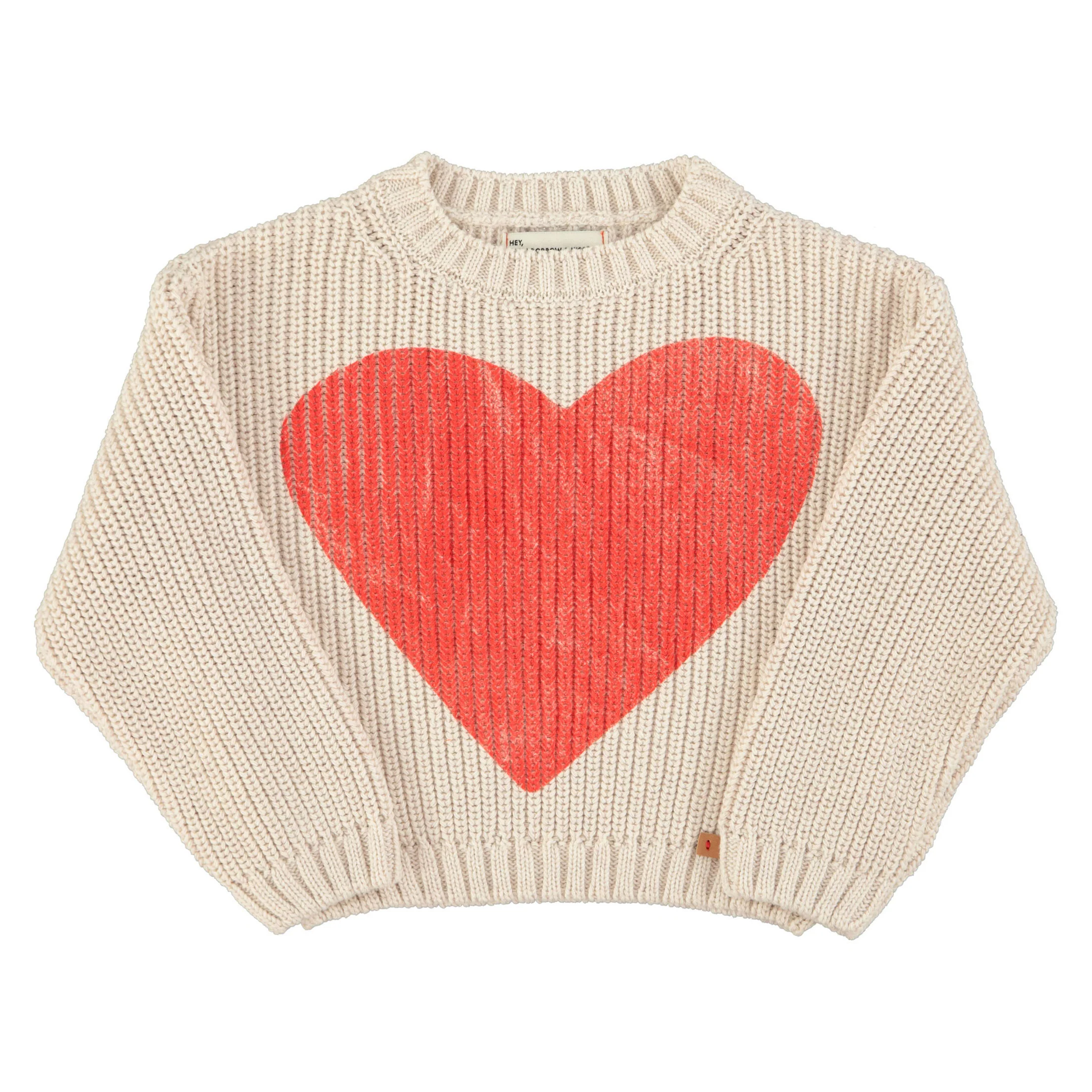 Piupiuchick Ecru/Red Heart Print Knitted Sweater