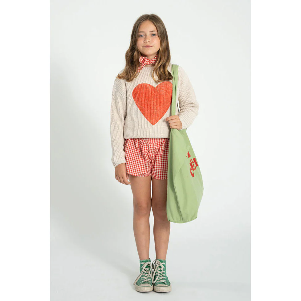 Piupiuchick Ecru/Red Heart Print Knitted Sweater - Image 2