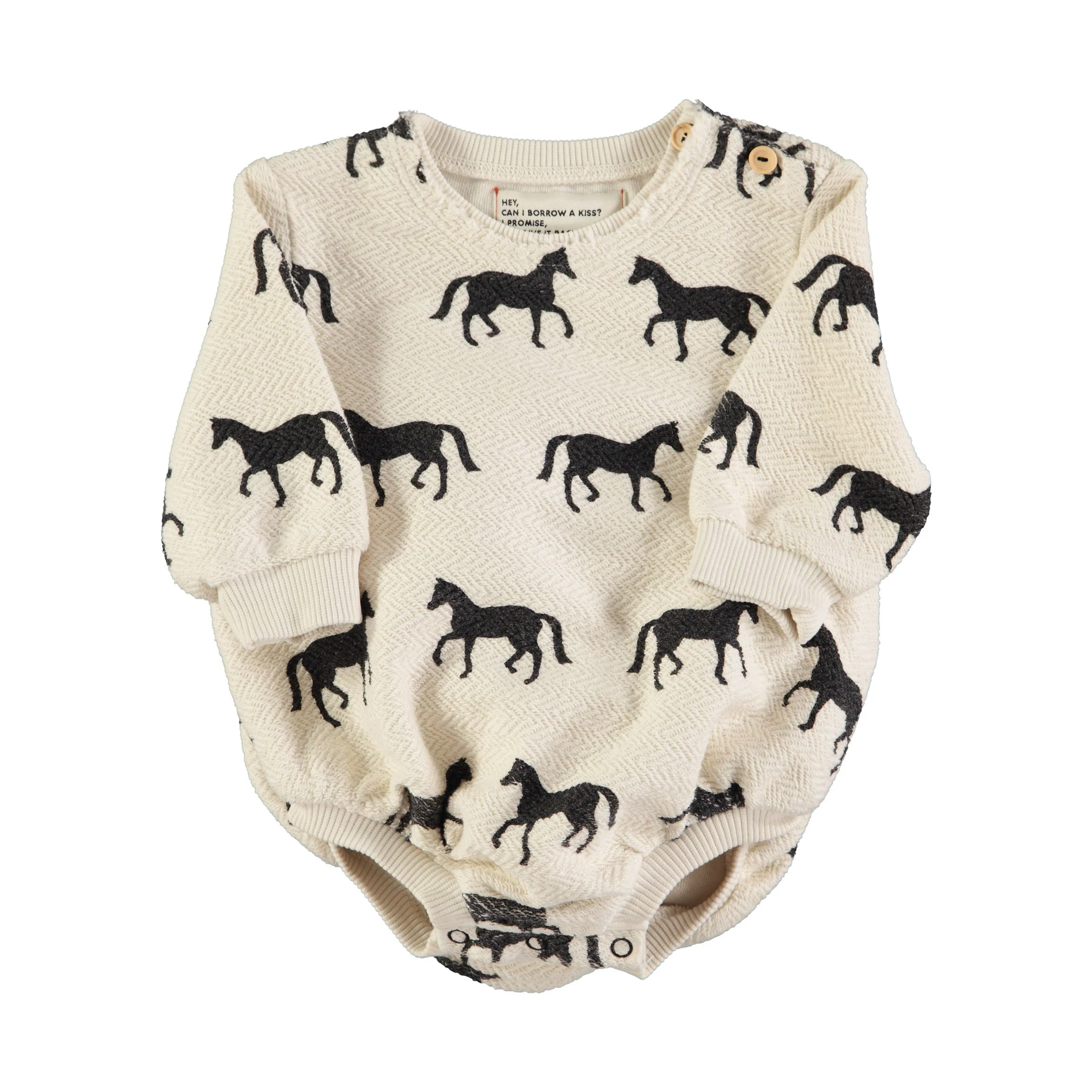 Piupiuchick Ecru w/ Black Horses Romper