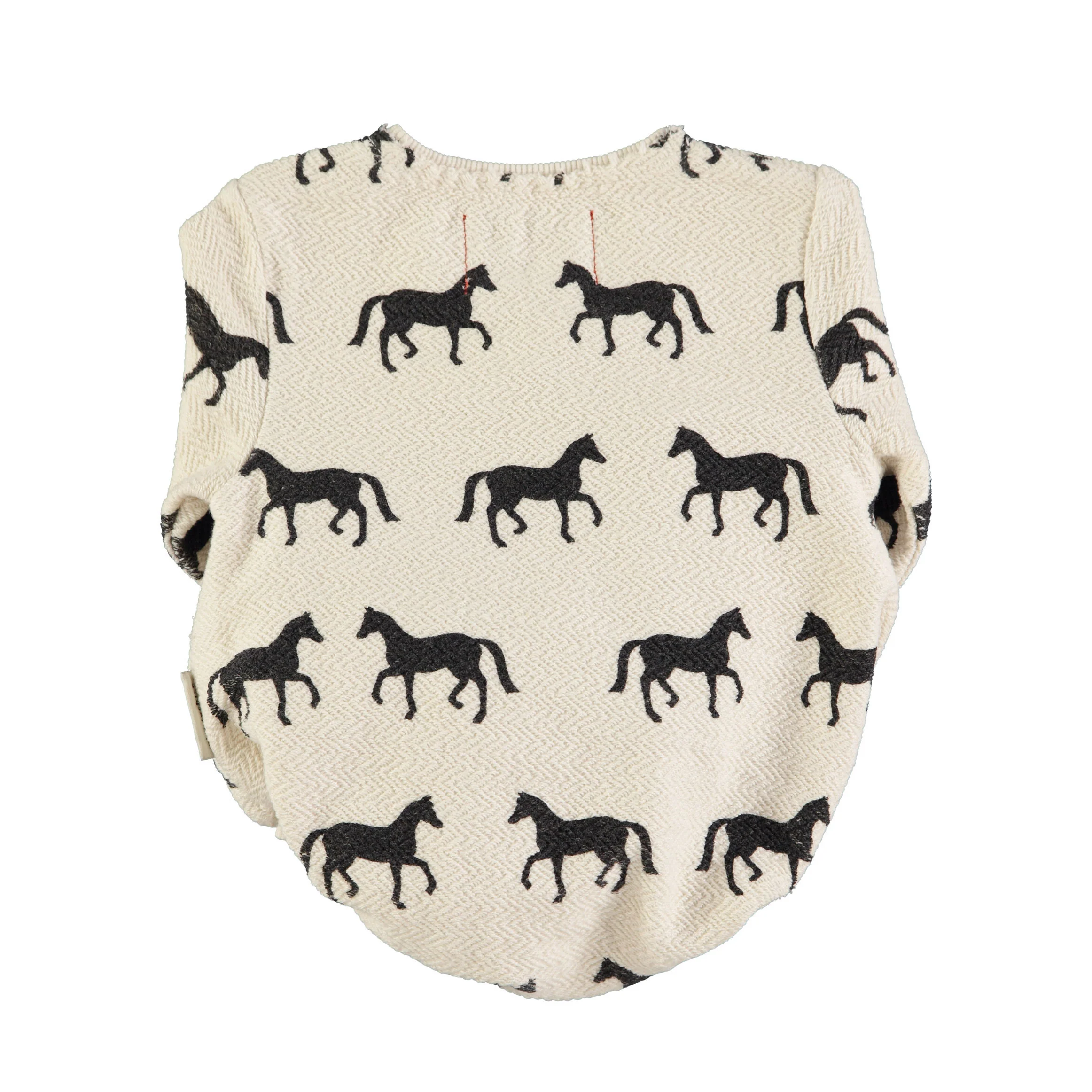 Piupiuchick Ecru w/ Black Horses Romper - Image 2