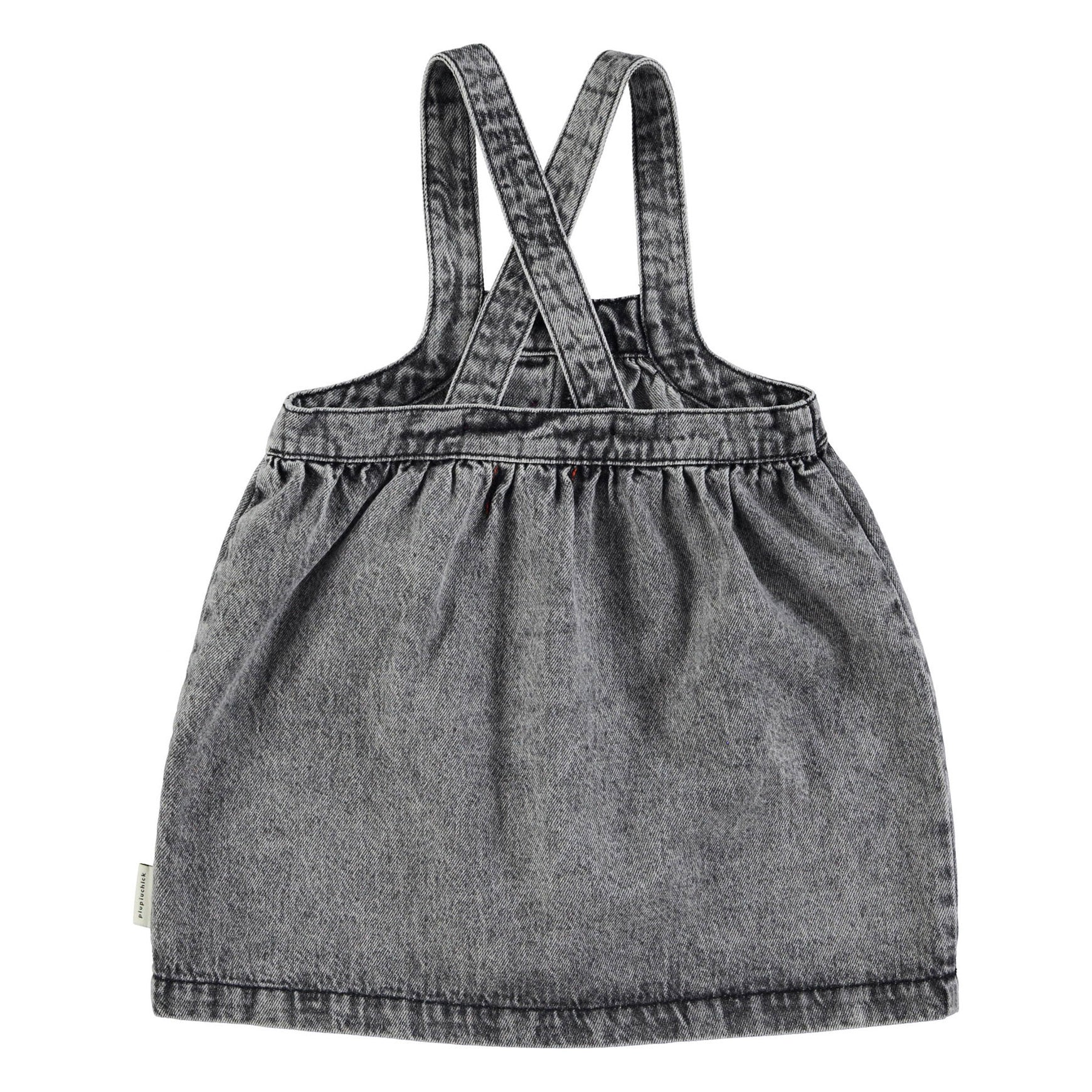 Piupiuchick Faded Black Denim Short Strap Dress - Image 3