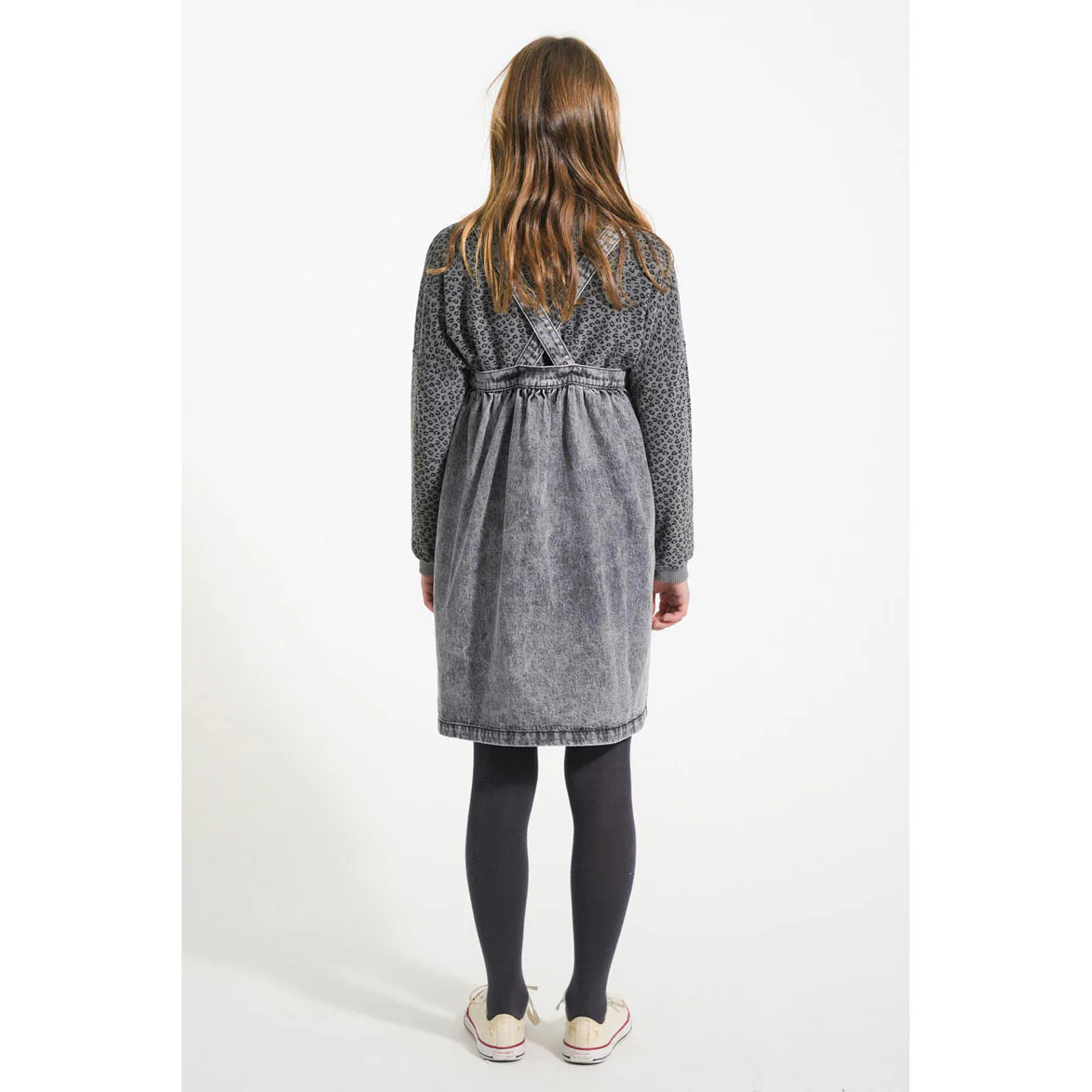 Piupiuchick Faded Black Denim Short Strap Dress - Image 4
